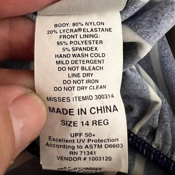 L.L. Bean Navy and White Striped Tankini Top - Size 14 - Picture 7 of 7